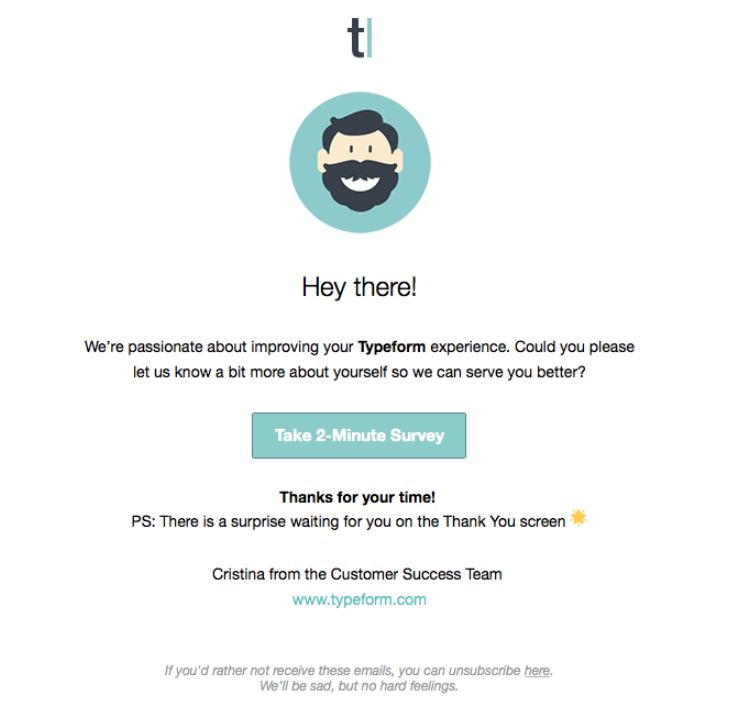 Behavioral Emails - Survey Email Example - Typeform