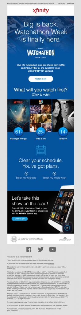 Behavioral Emails - Customer Retention Email Example - Xfinity