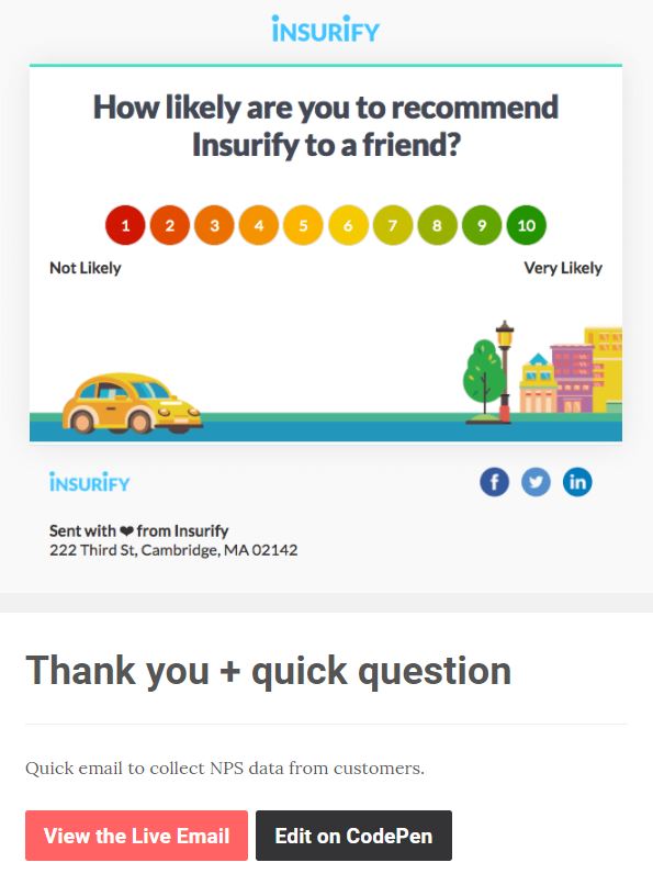 Behavioral Emails - Survey Email Example - Insurify