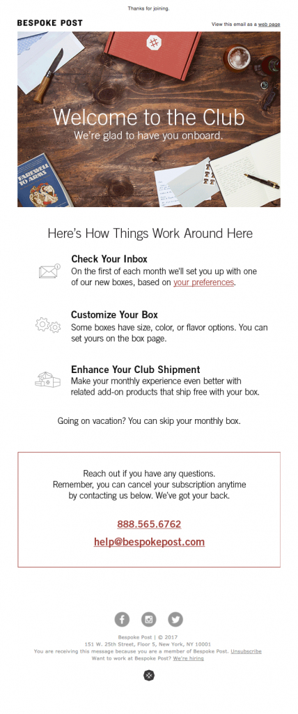 Onboarding Emails - Welcome Email Example - Bespoke Post