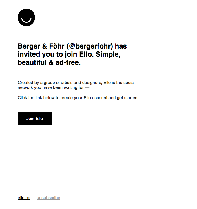 Promotional Emails - Invitation Email Example - Ello App