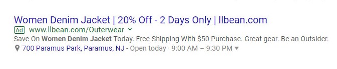 Example of Search Ad - Introduction to Google Search Ads