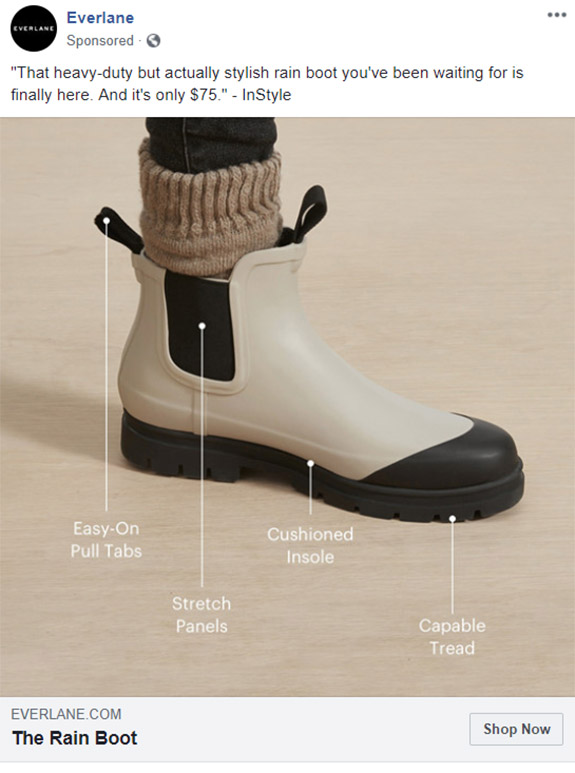 Facebook Ad Everlane - Apparel Company Facebook Ad Example