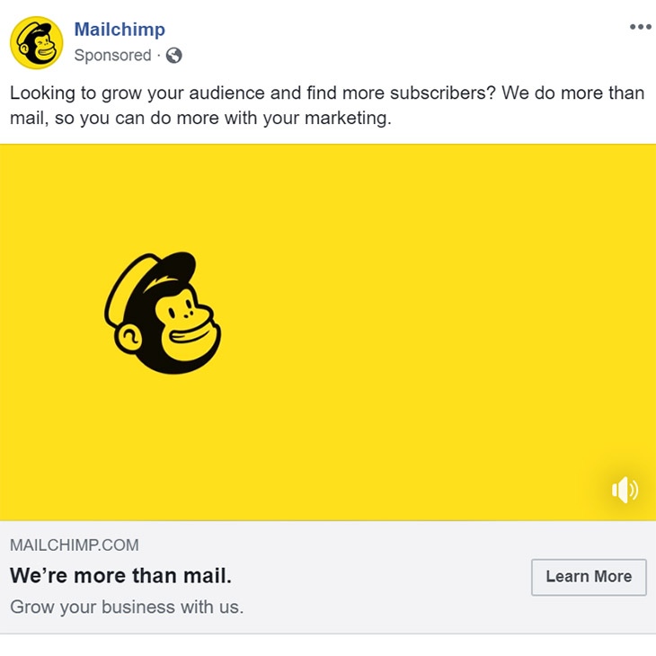 Facebook Ad MailChimp - Software Companies Facebook Ad Example