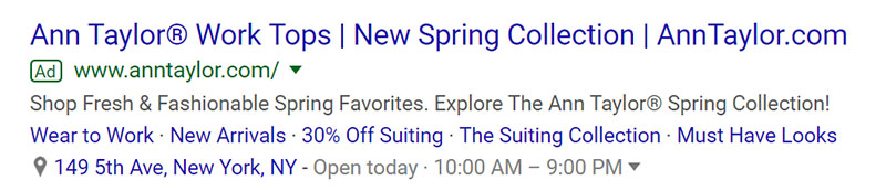 Ann Taylor Apparel - Apparel Company Google Ad Example