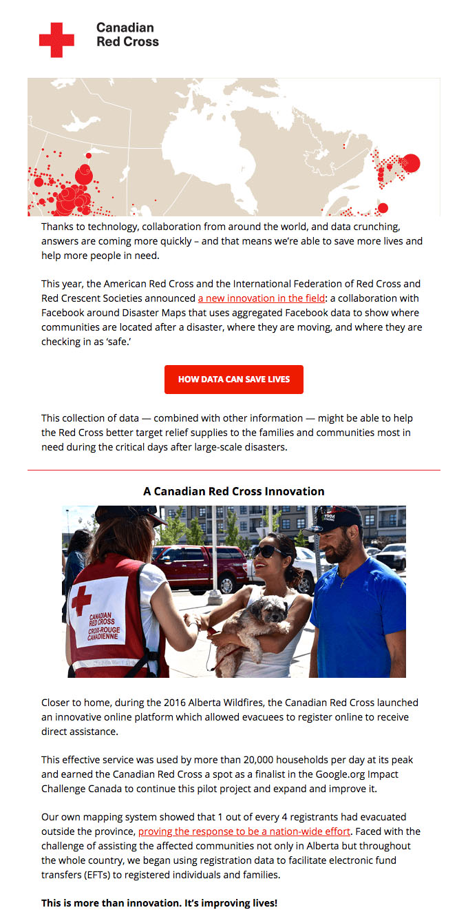 Behavioral Emails - Social Community Activism Email Example - The Canadian Red Cross