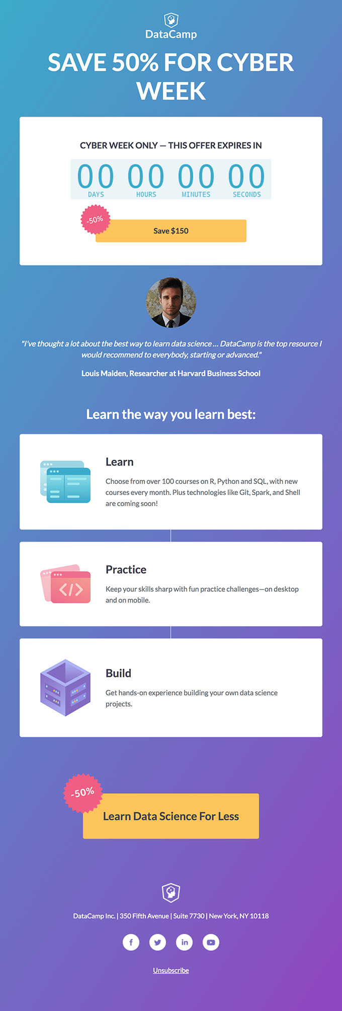 Subscriber Emails - Online Course Email Example - Data Camp