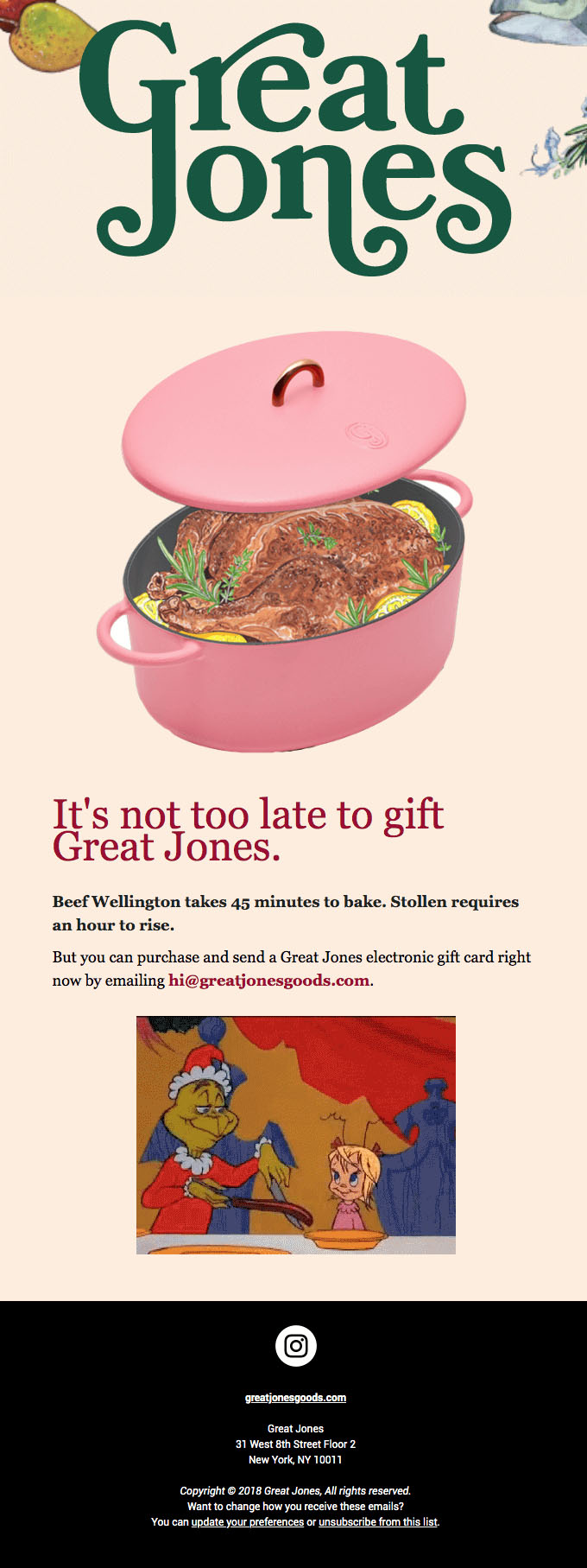 Promotional Emails - Holiday Offer Email Example - Great Jones