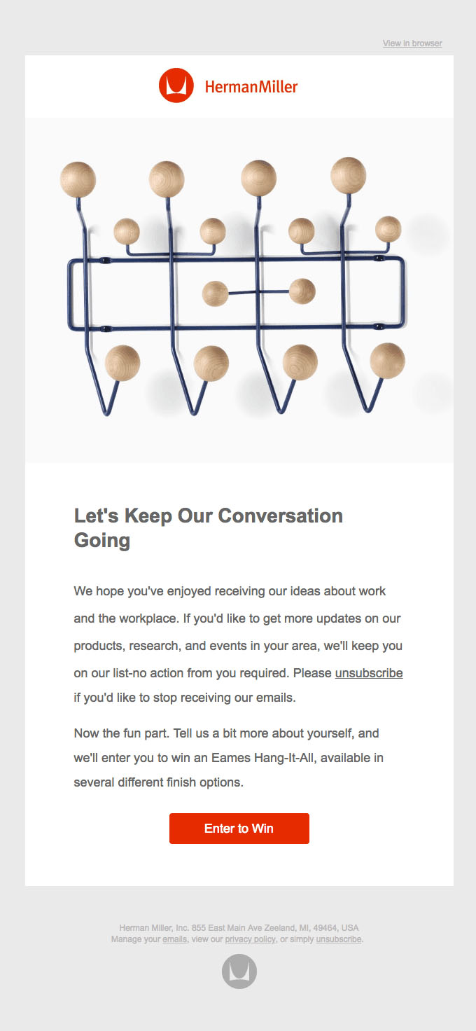 Behavioral Emails - Survey Email Example - Herman Miller