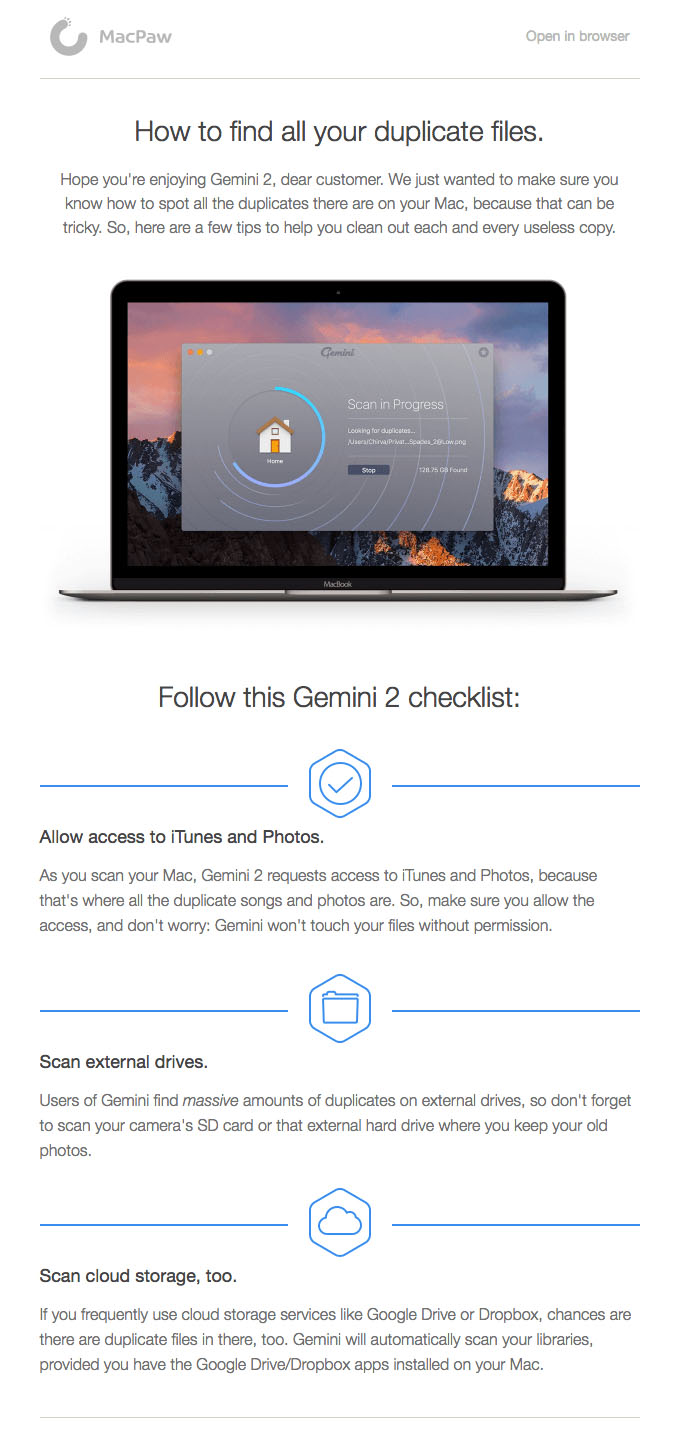Behavioral Emails - Customer Retention Email Example - MacPaw