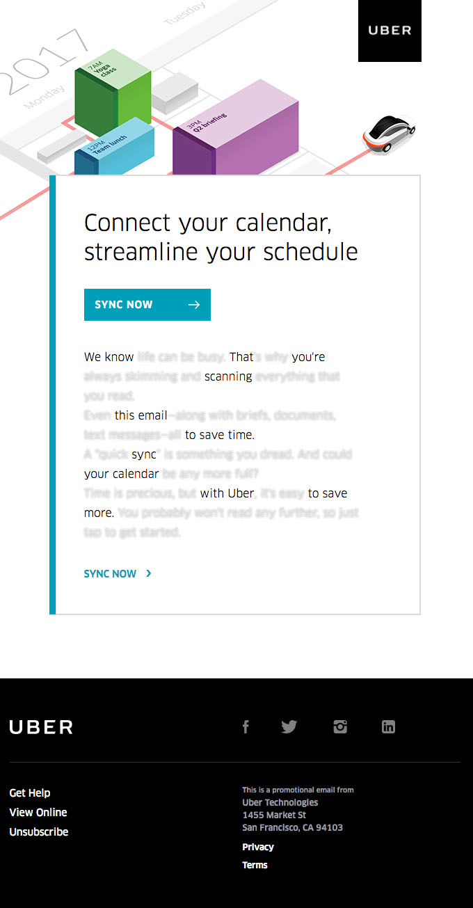 Behavioral Emails - Customer Retention Email Example - Uber
