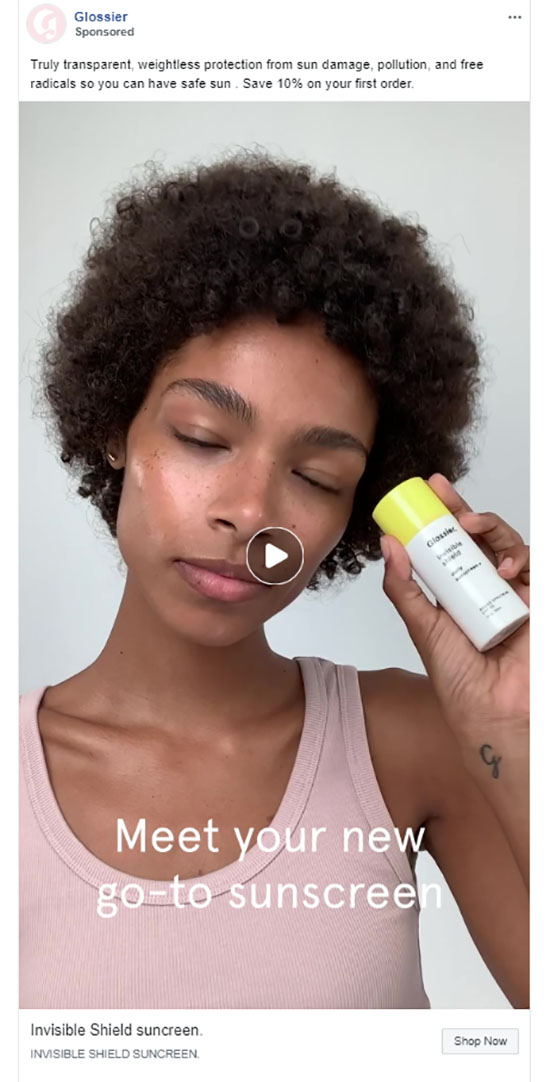 Beauty Company Facebook Ad Example - Glossier