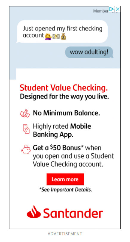 Finance & Insurance Company Google Display Ad Example -  Santander Bank