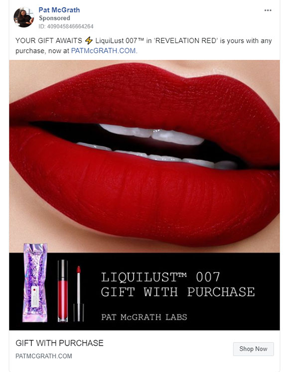 Beauty Company Facebook Ad Example - Pat McGrath