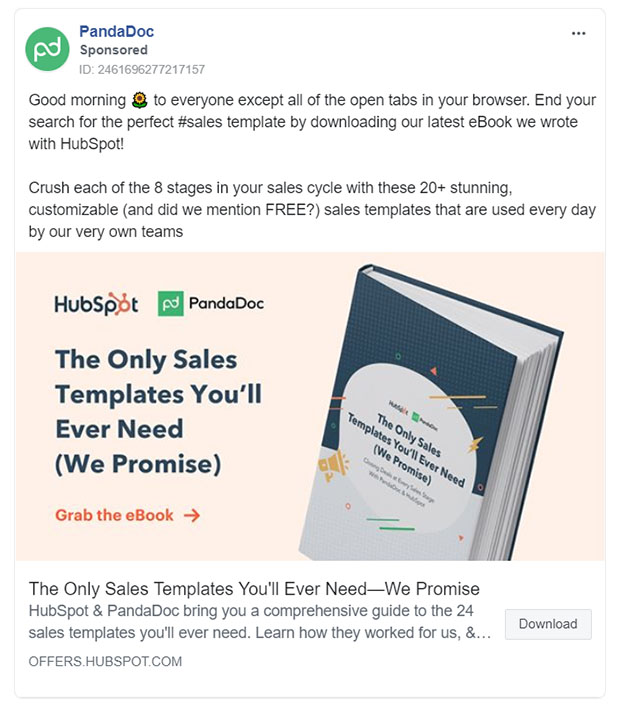 Software Companies Facebook Ad Example - PandaDoc