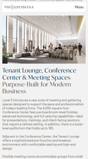 Amenity Showcase with Gallery Integration | 910 Louisiana Project