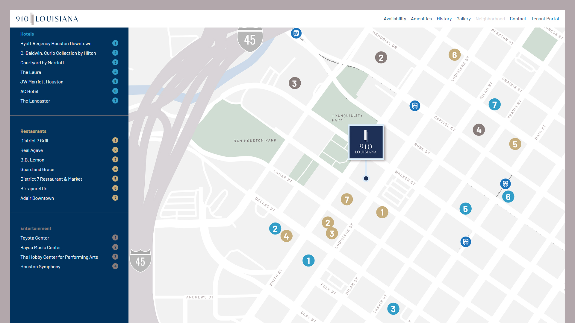 Neighborhood Map & Commuter Experience | 910 Louisiana Project