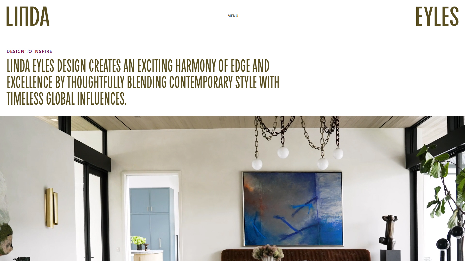 Interior Designer Homepage with Vimeo Video Integration | Linda Eyles Design Project