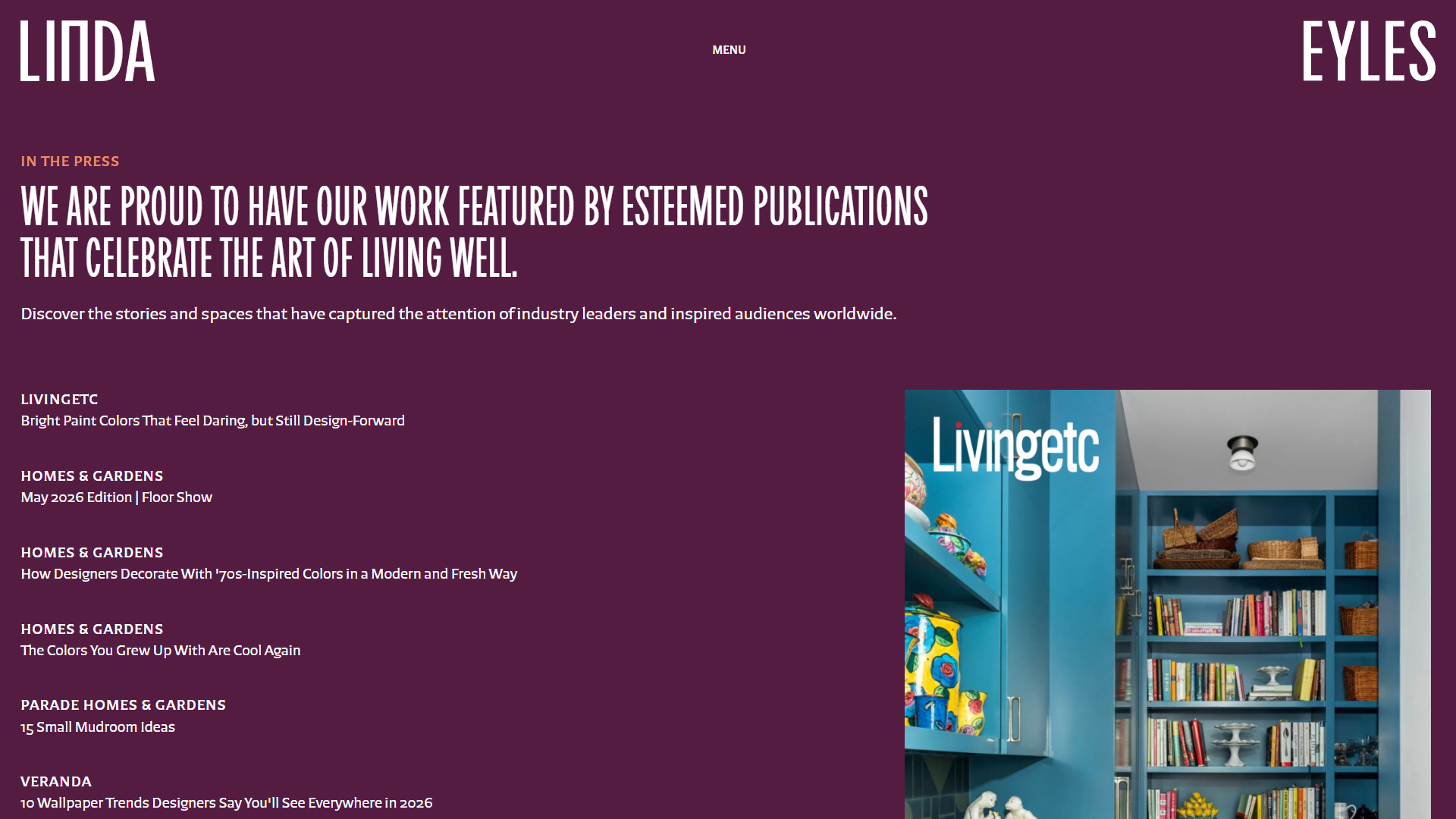 Press & Publication Feature Gallery | Linda Eyles Design Project