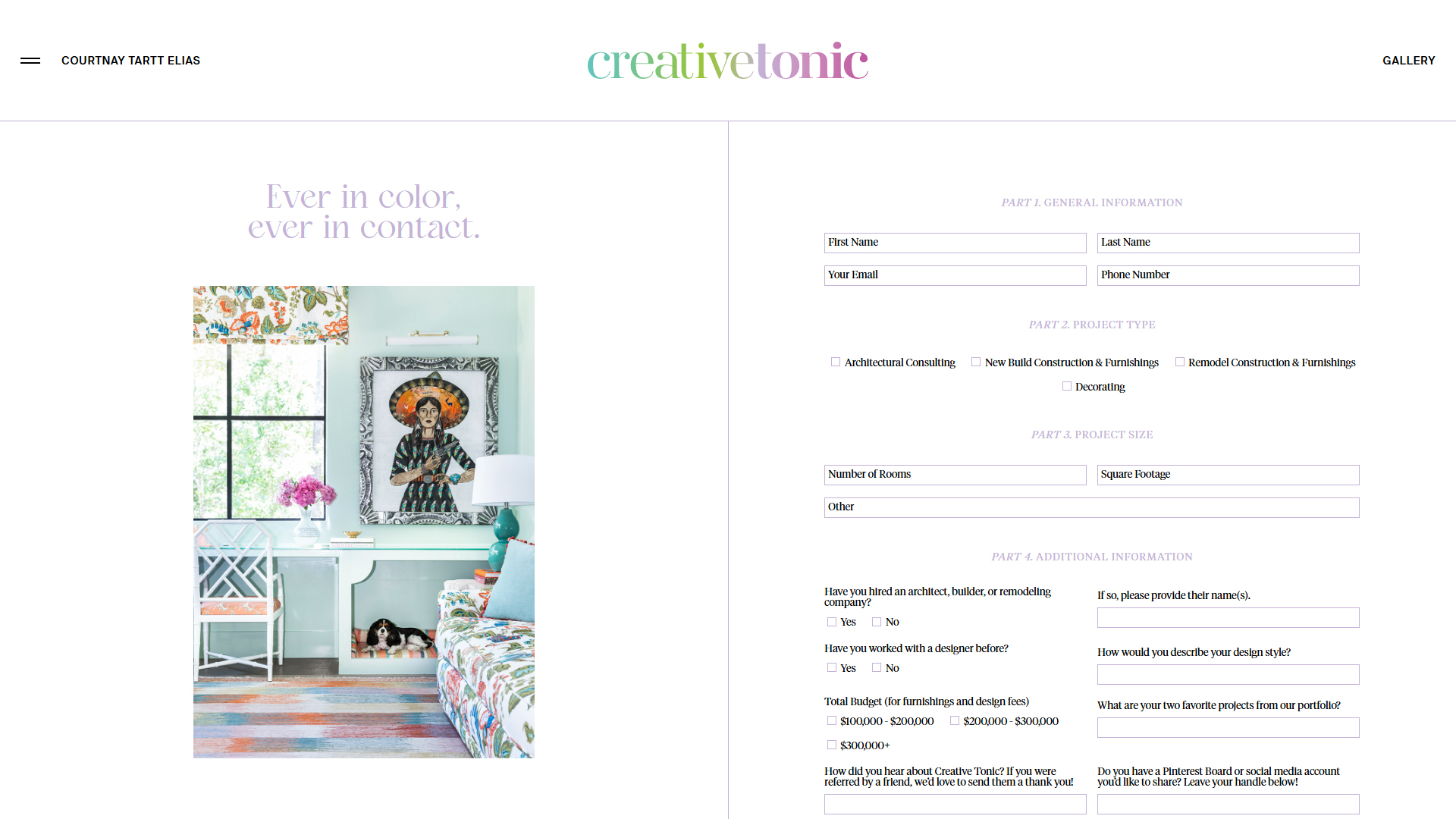 Client Inquiry & Consultation Lead Generation | Creative Tonic Design Project