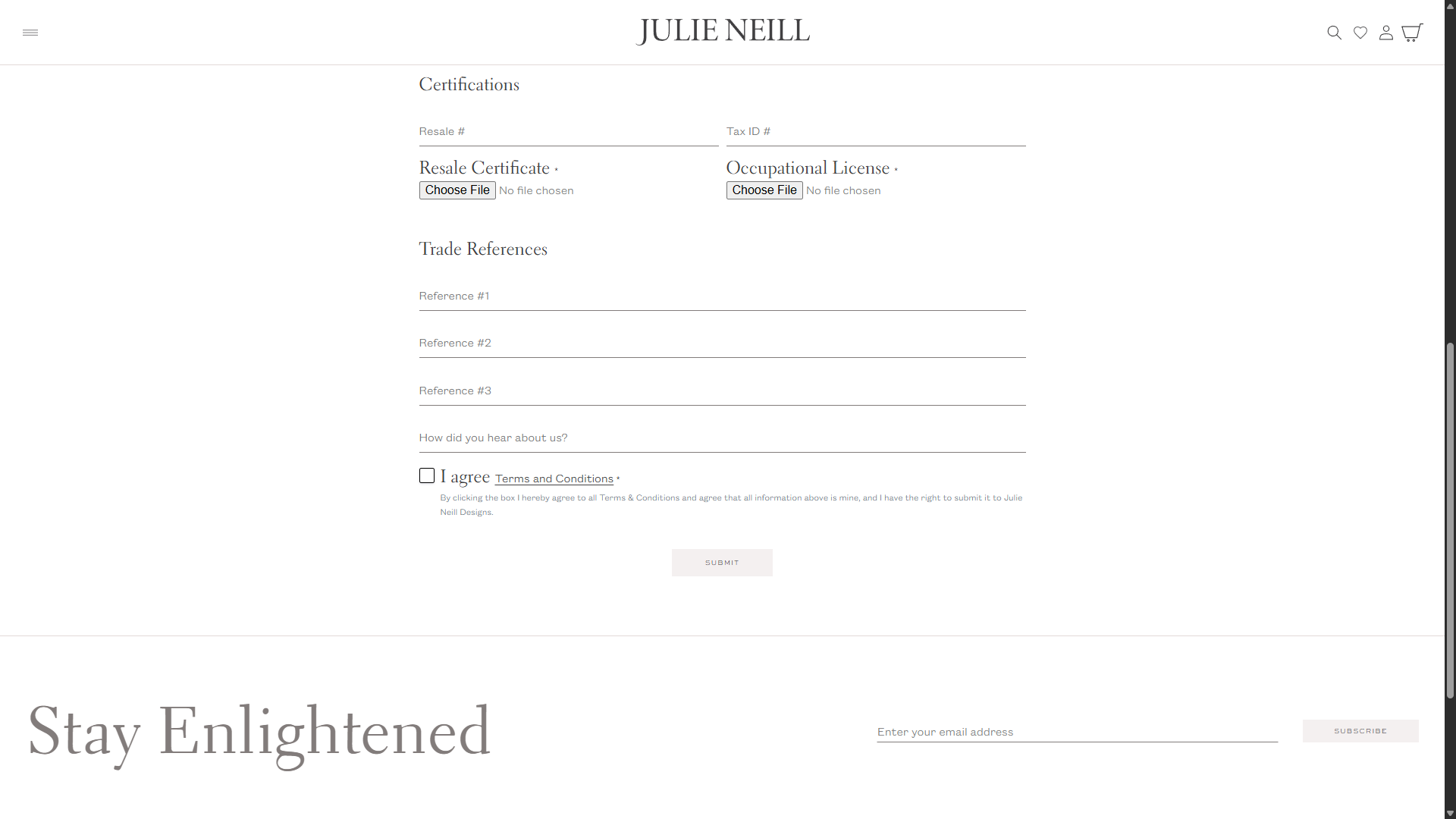 Trade Account Portal Content | Julie Neill Designs Project
