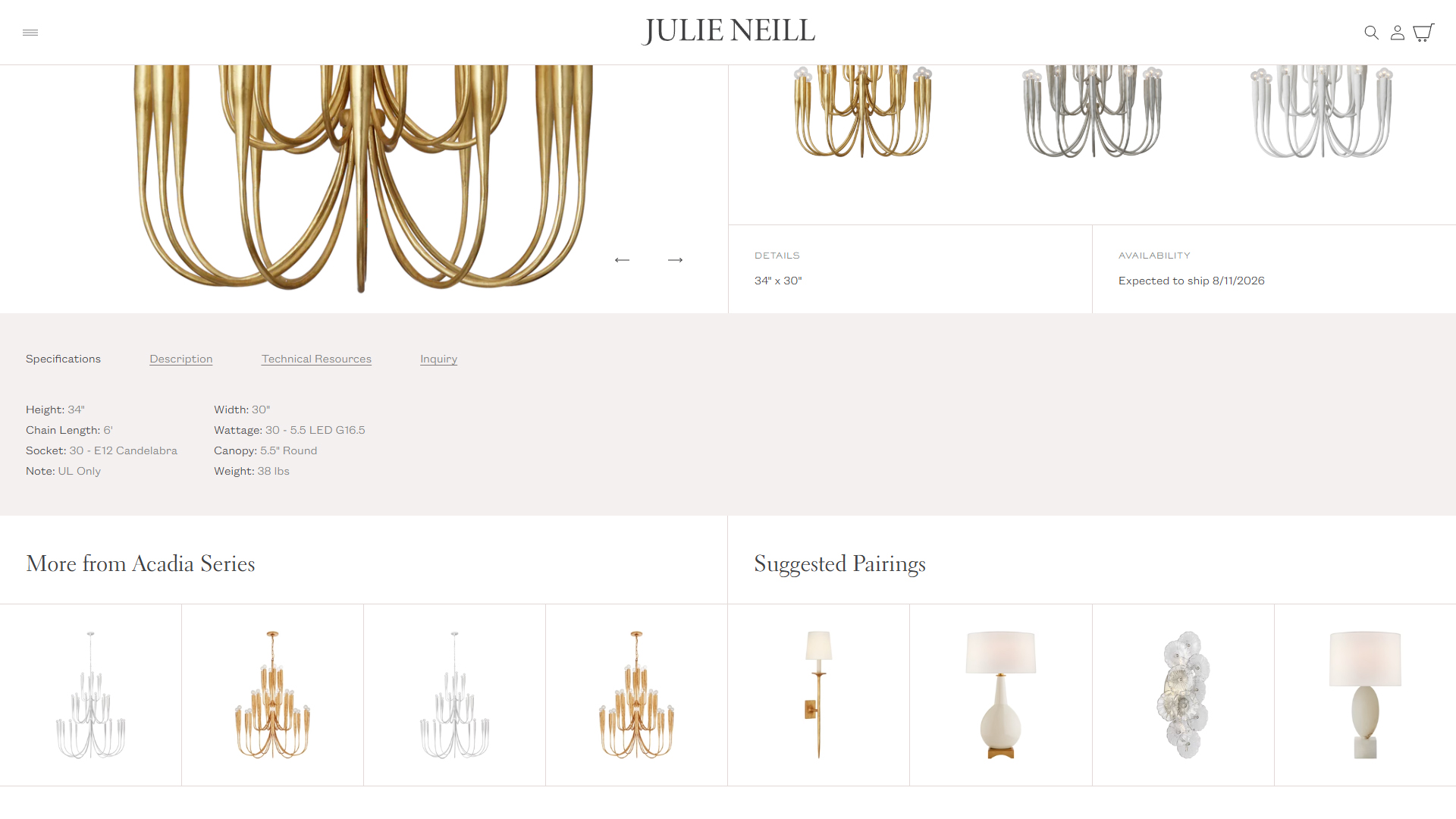 Visual Comfort API Integration | Julie Neill Designs Project
