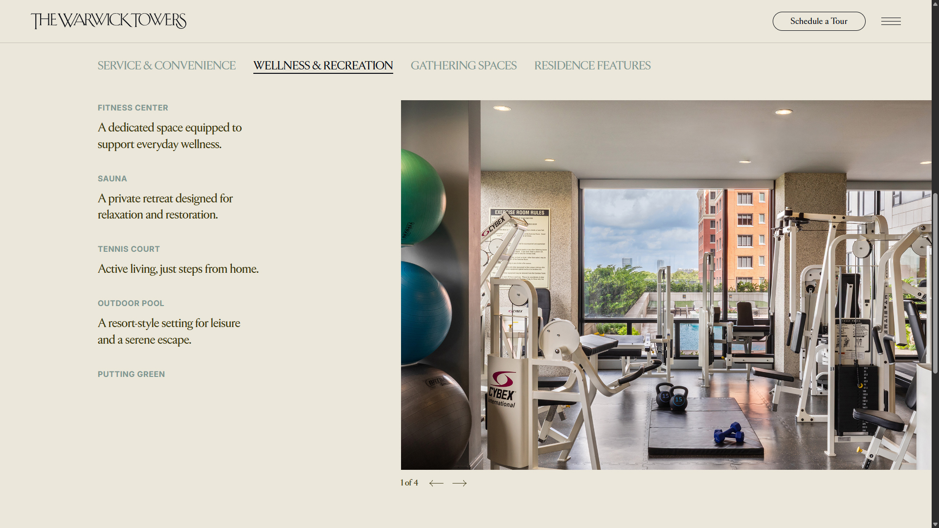 Tabbed Amenities & Services Presentation | The Warwick Towers Project