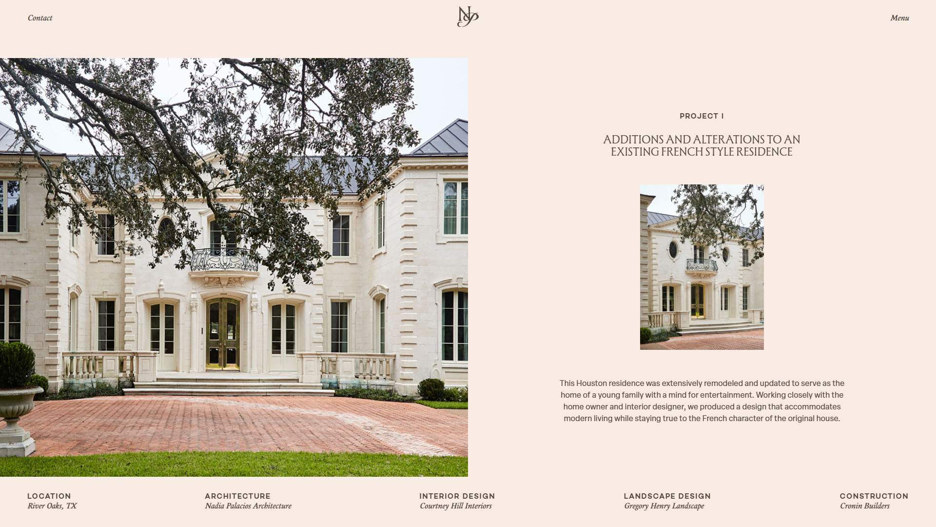 Horizontal-Scroll Project Pages with Gallery View | Nadia Palacios Architecture Project